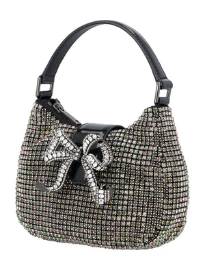 SELF-PORTRAIT Stellar Mini Crescent Handbag with Rhinestones