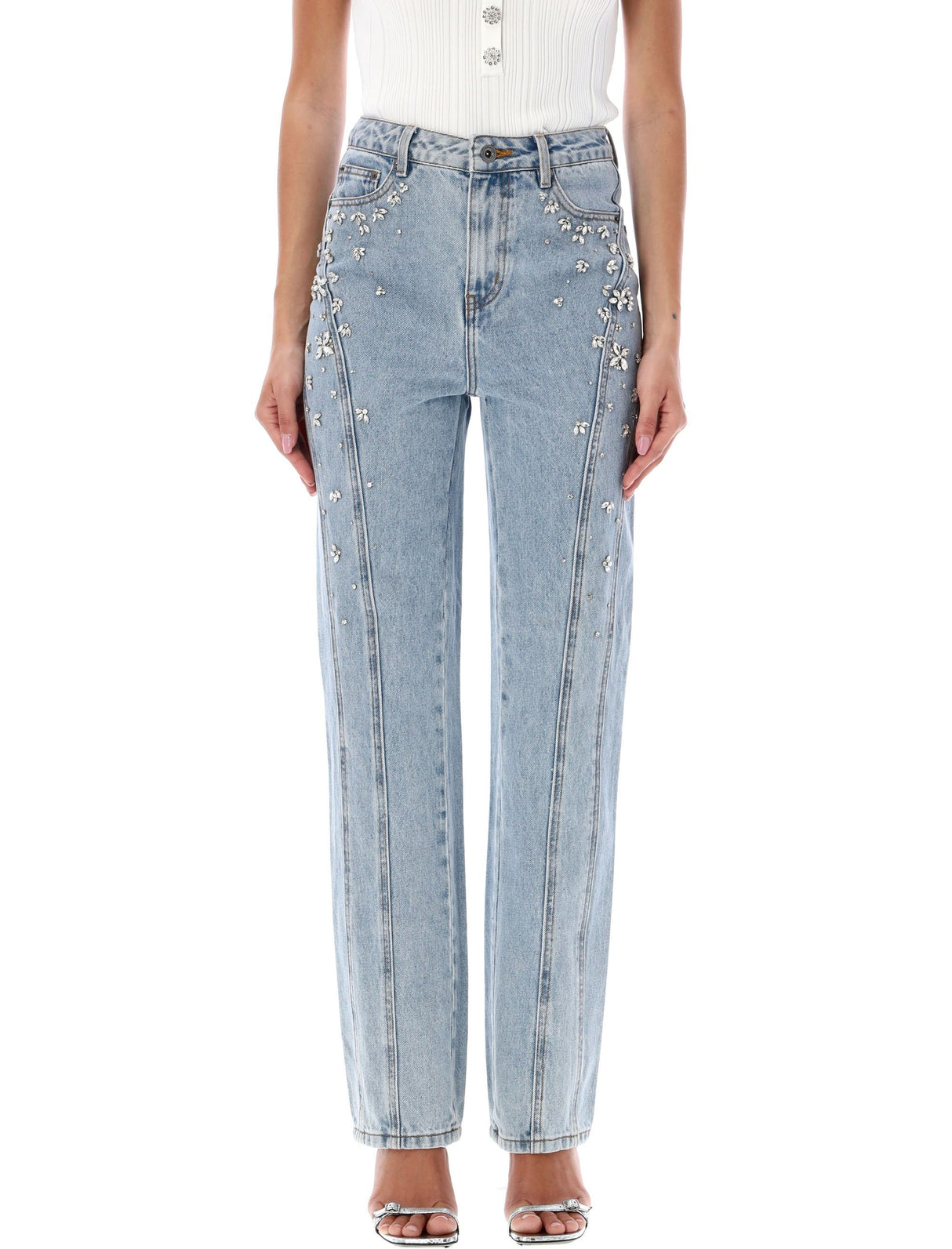 SELF-PORTRAIT Crystal Spark Denim Pants