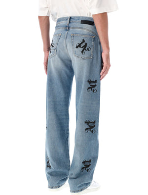 PALM ANGELS Monogram Loose-Fit Denim Pants