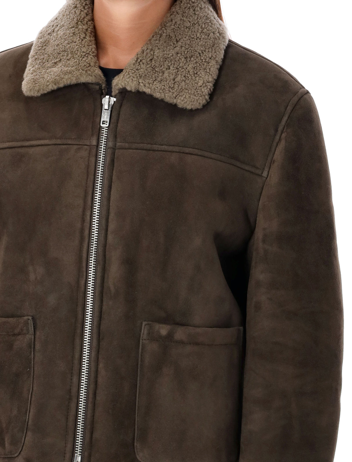 YMC Comfortable Boxy Fit Jacket with Warm Shearling Collar - Size S