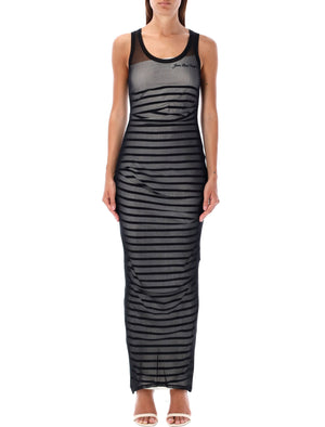 JEAN PAUL GAULTIER Striped Ribbed Layered Long Dress