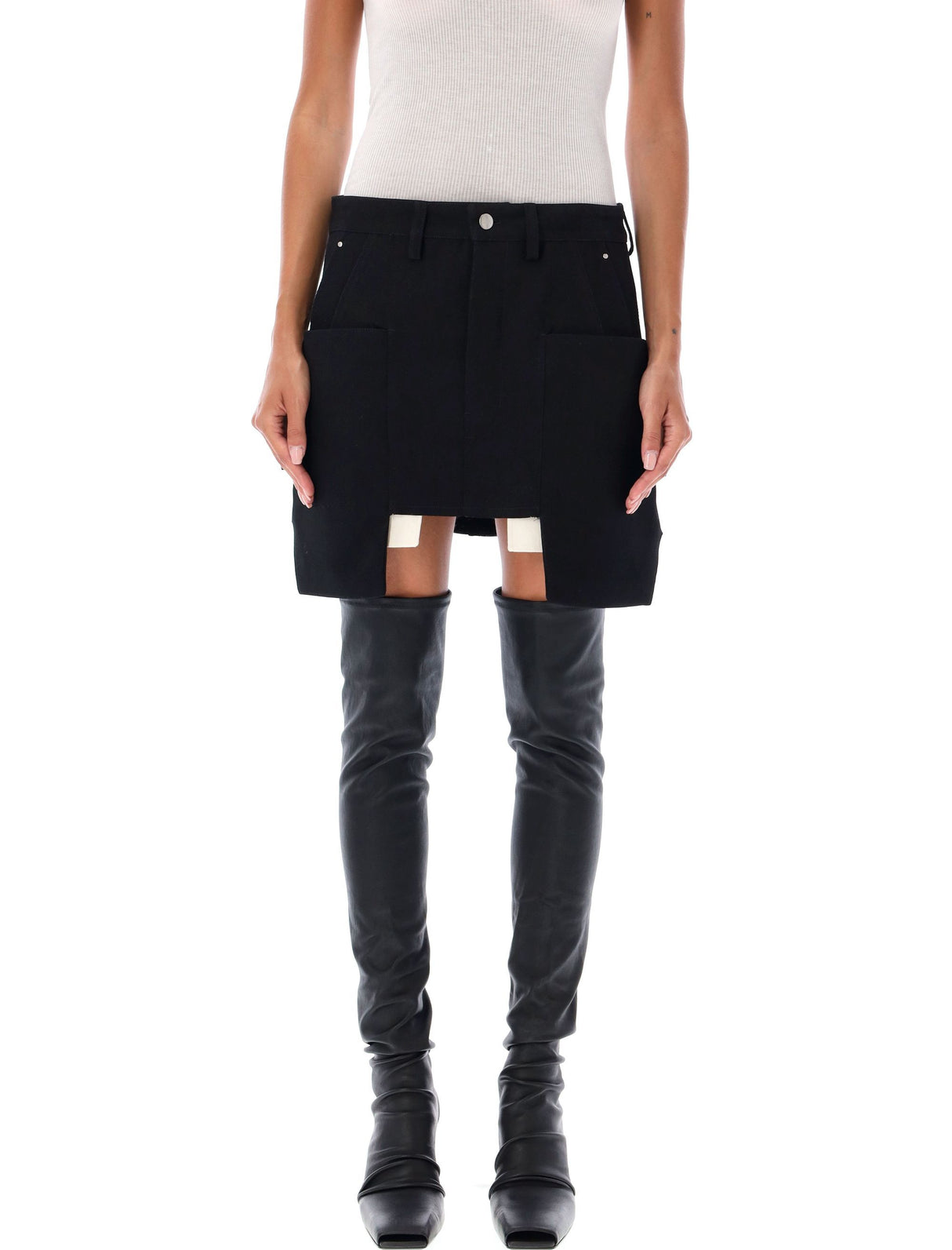 RICK OWENS Asymmetrical Wool Mini Skirt