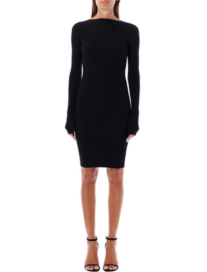 RICK OWENS Elegant Ribbed Knit Open-Back Bodycon Dress