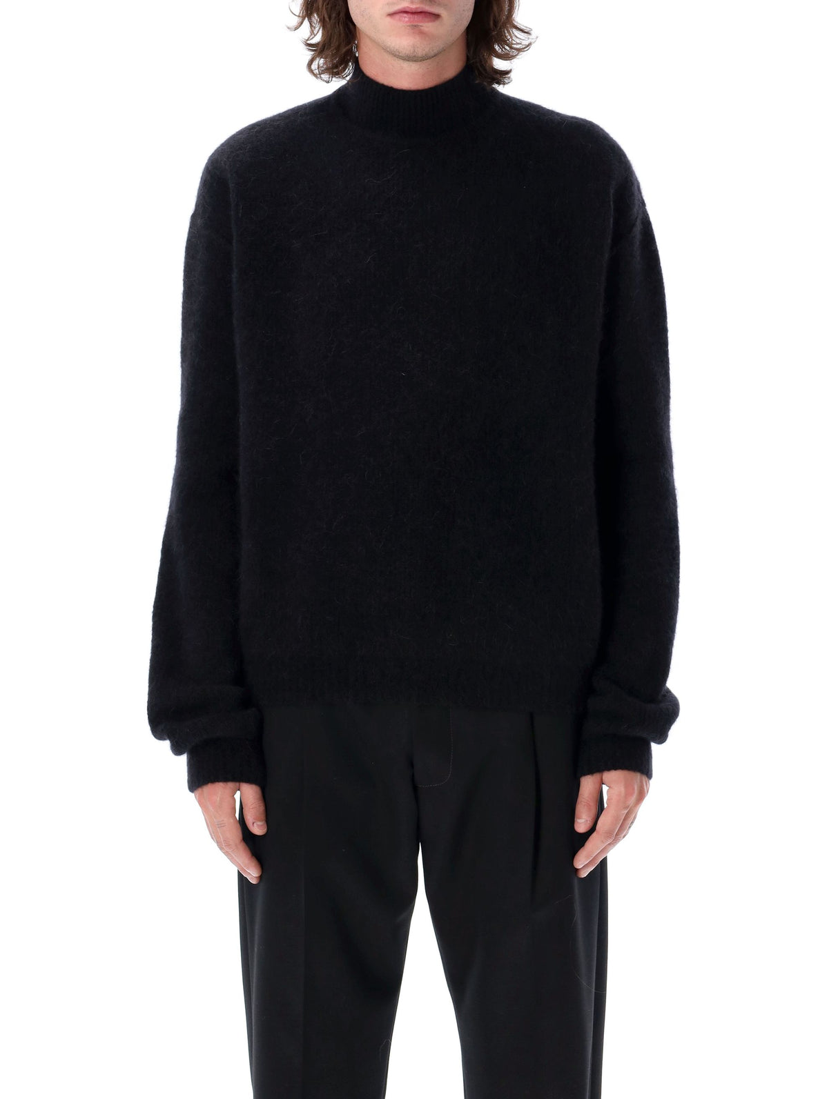 RICK OWENS Men's Loose Fit High Neck Sweater - FW24 Collection