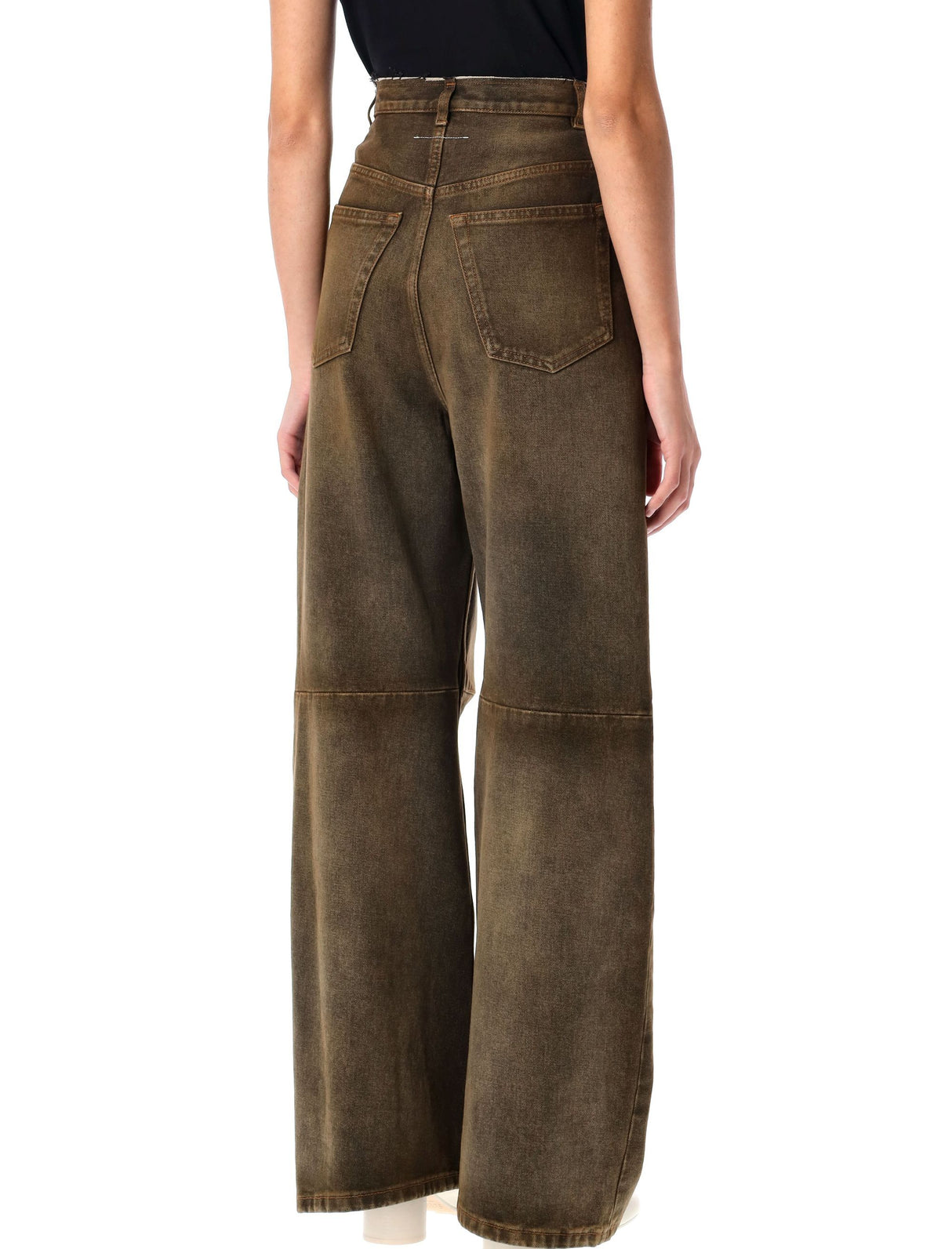 MM6 MAISON MARGIELA High-Waisted Wide Leg Denim Trousers - Size 26