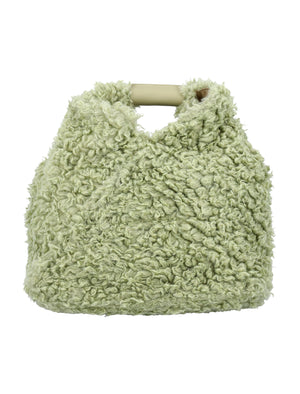 MM6 MAISON MARGIELA Mini Shearling Wool Crossbody Bag with Leather Handle - 23x22x9cm