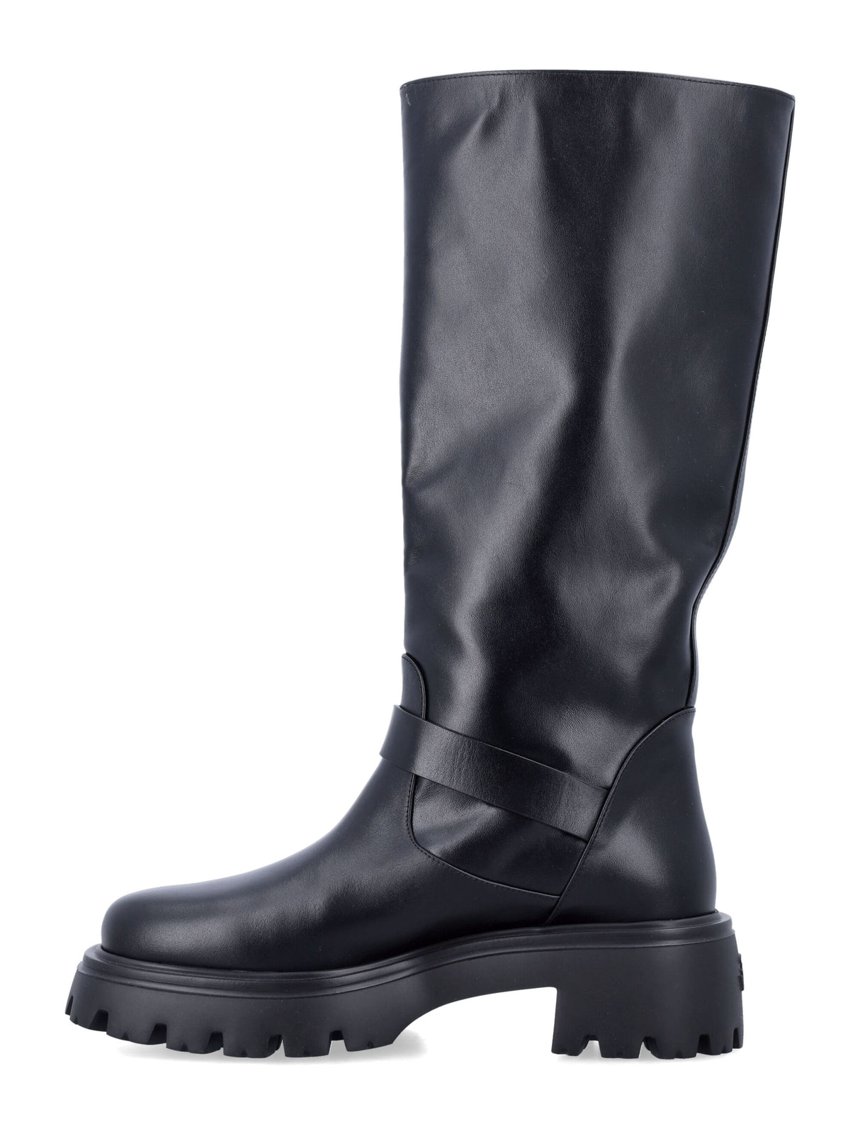 STUART WEITZMAN Knee-High Moto Boot with Buckle Details