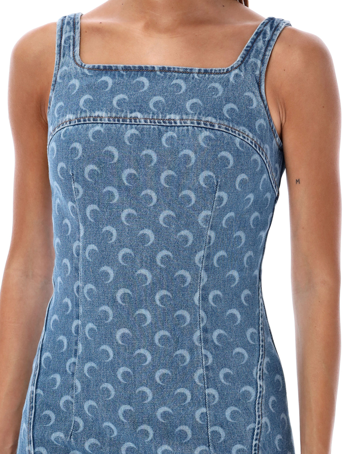 MARINE SERRE Lunar Print Denim Mini Dress