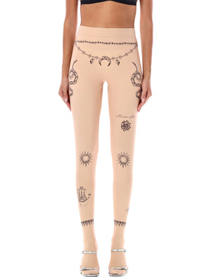 MARINE SERRE Tattoo Leggings - High-Rise Slim Fit (Size L)