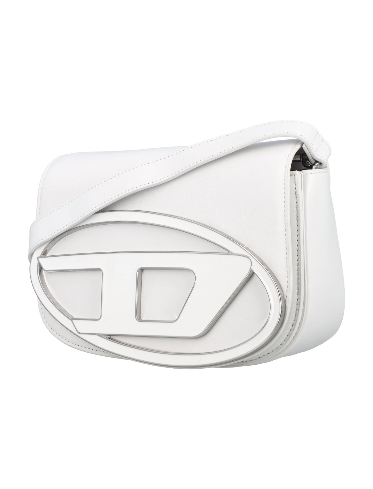 DIESEL Chic Mini Shoulder Handbag in White Leather