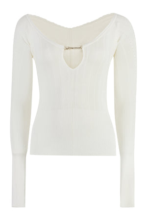 JACQUEMUS White Knit Viscose-BLEND TOP for Women (SS24)