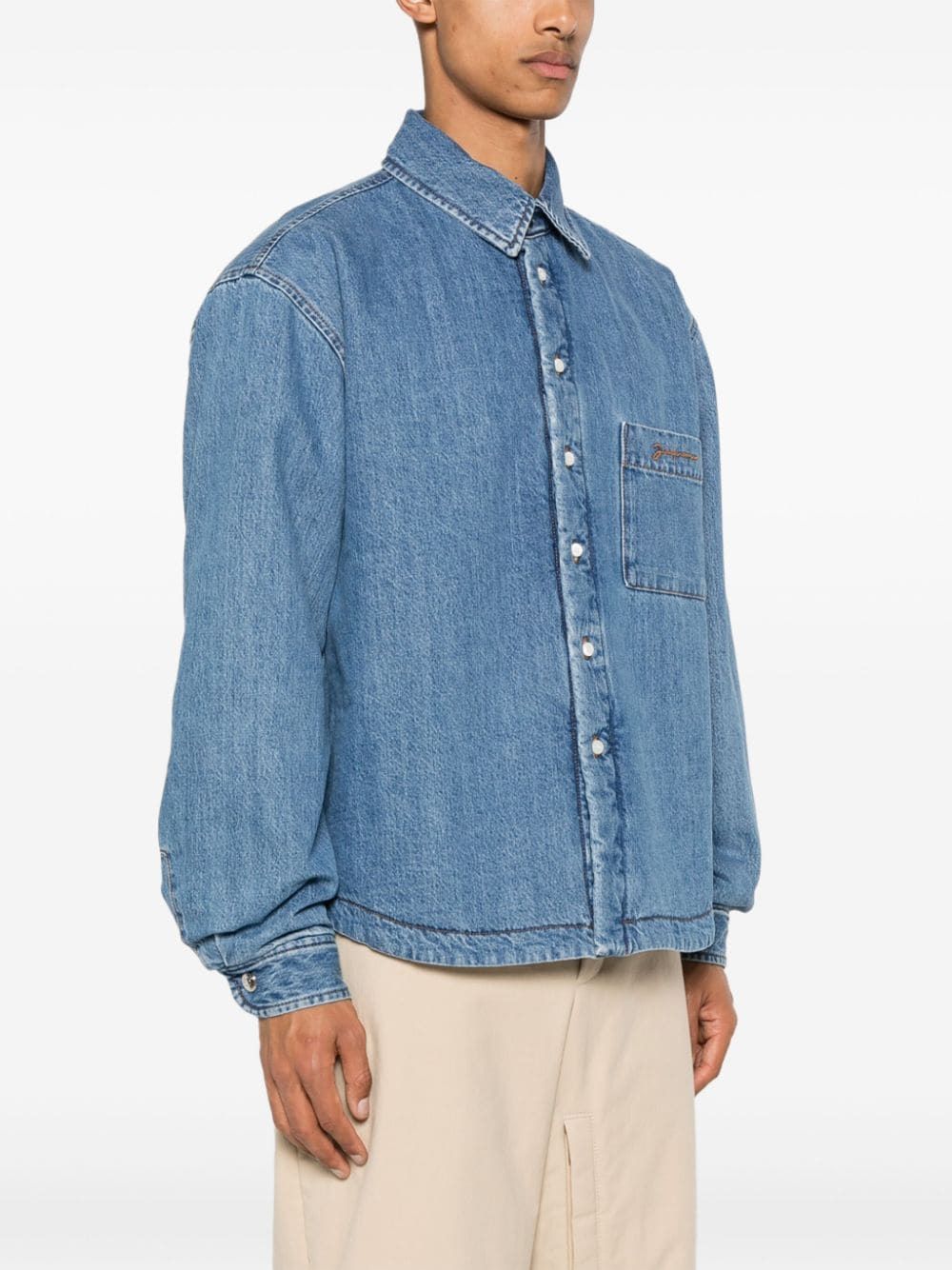 JACQUEMUS Men's Cotton Tabac Blue Shirt