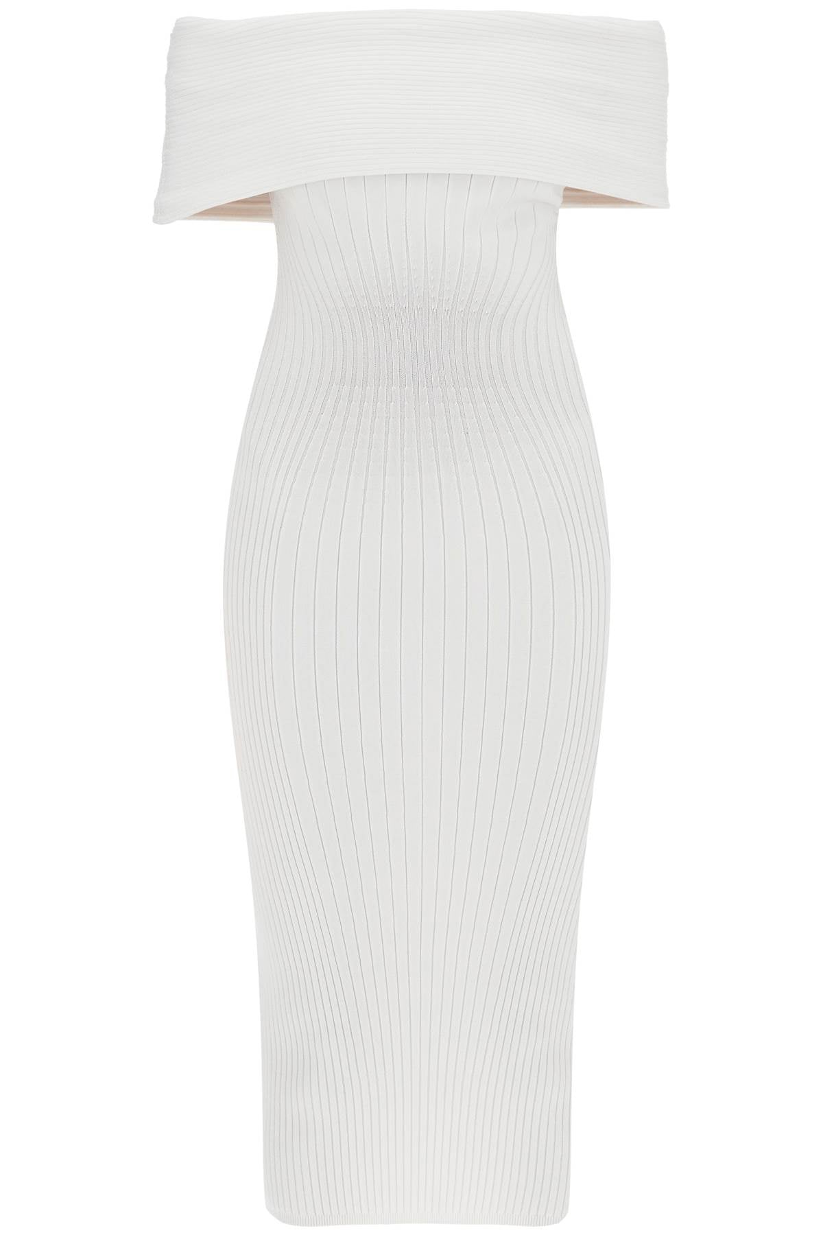 MUGLER Off-Shoulder Fitted Midi Dress - Size S