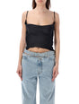 Y/PROJECT Black Hook and Eye Top with Adjustable Straps and Cropped Hem