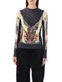 Y/PROJECT Lace Print Long Sleeve Stretch Top for Women in Black