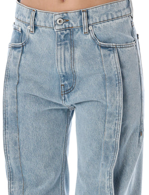 Y/PROJECT High Waisted Banana Slim Jeans with Ruffled Leg - SS24 Collection