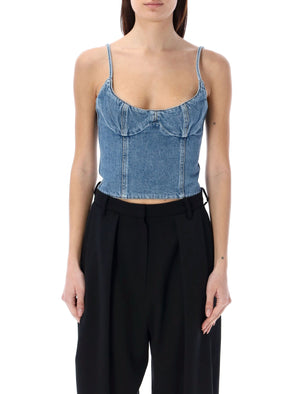 MAGDA BUTRYM Blue Cropped Denim Corset Tank Top for Women