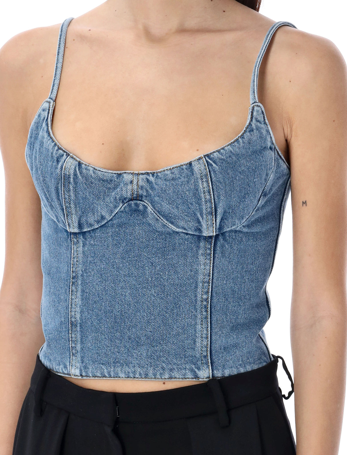 MAGDA BUTRYM Blue Cropped Denim Corset Tank Top for Women