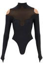 MUGLER Sheer Illusion Long Sleeve Bodysuit for Women in Multicolor