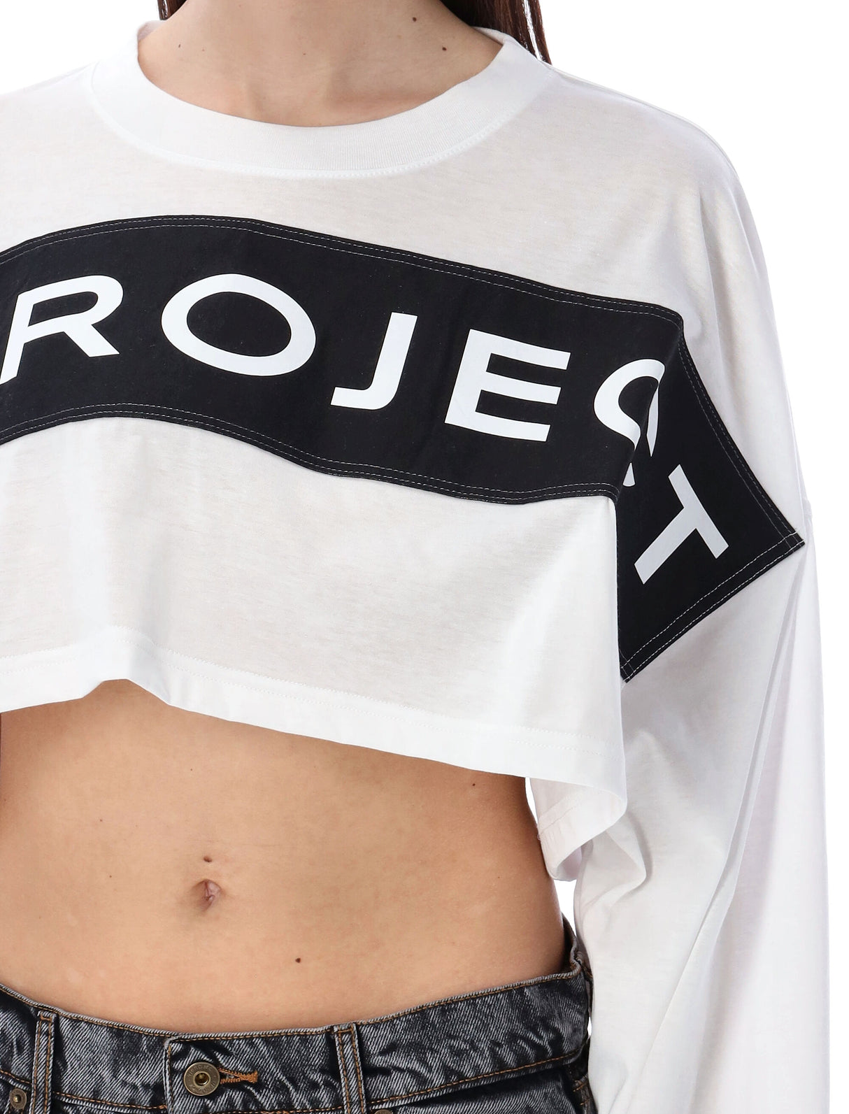 Y/PROJECT Logo Band Crop Top for Women in White