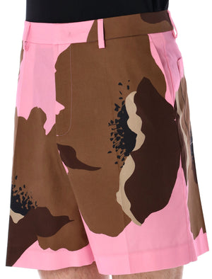 VALENTINO GARAVANI Floral Print Bermuda Shorts for Men in Bubble/Clay