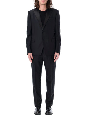 VALENTINO GARAVANI Men's Black Single Breasted Peaked Lapel Smoking Suit for SS24