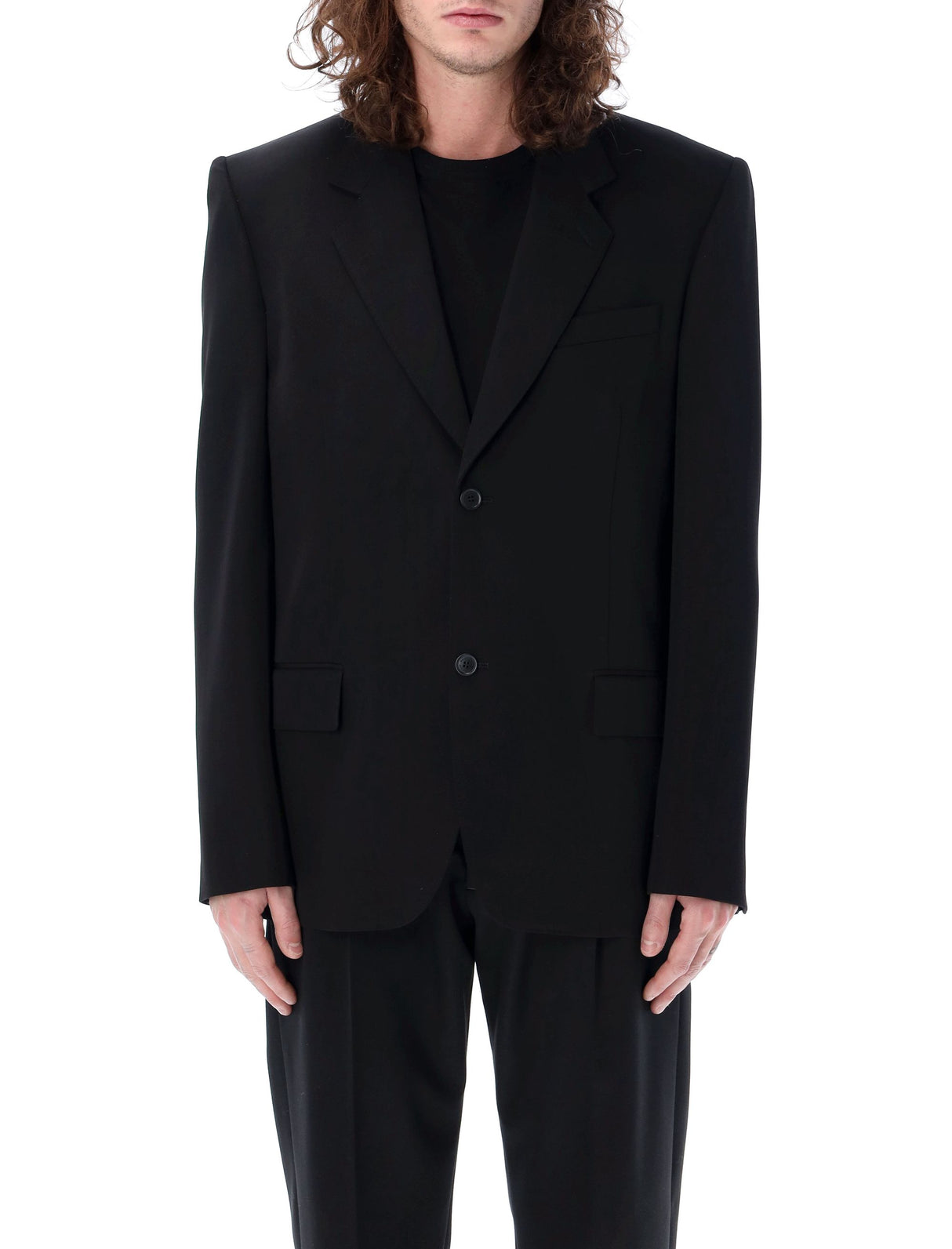 BALENCIAGA Tailored Black Blazer for Men - Classic Style for SS24