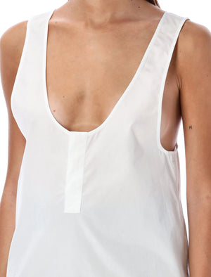 SAINT LAURENT Sleek White U-Neck Cotton Tank Top