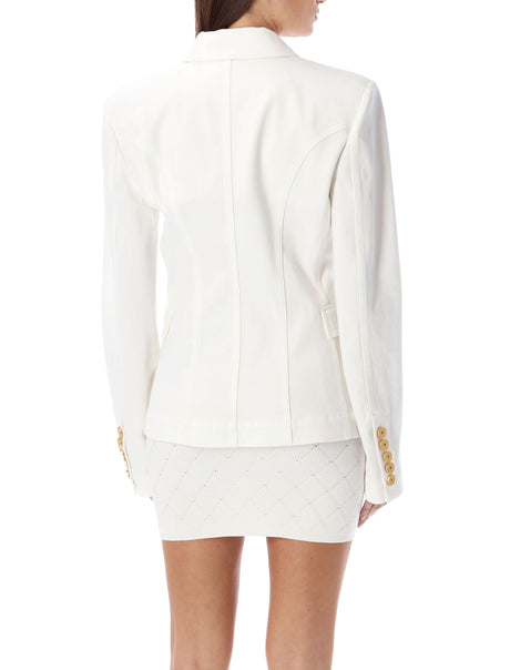 BALMAIN Stylish and Chic 6-Button Denim Jacket for Women in White