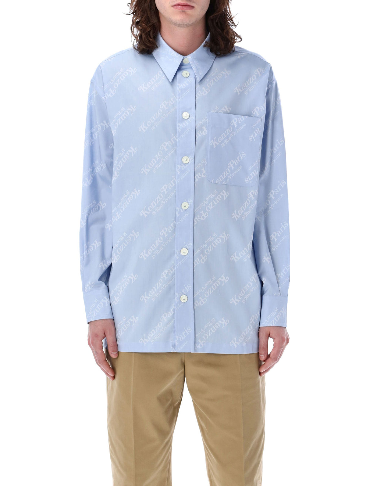 KENZO Men's Light Blue Cotton Shirt - SS24 Collection