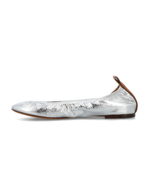 LANVIN Metallic Leather The Ballerina Flat - Round Toe Women's Shoes