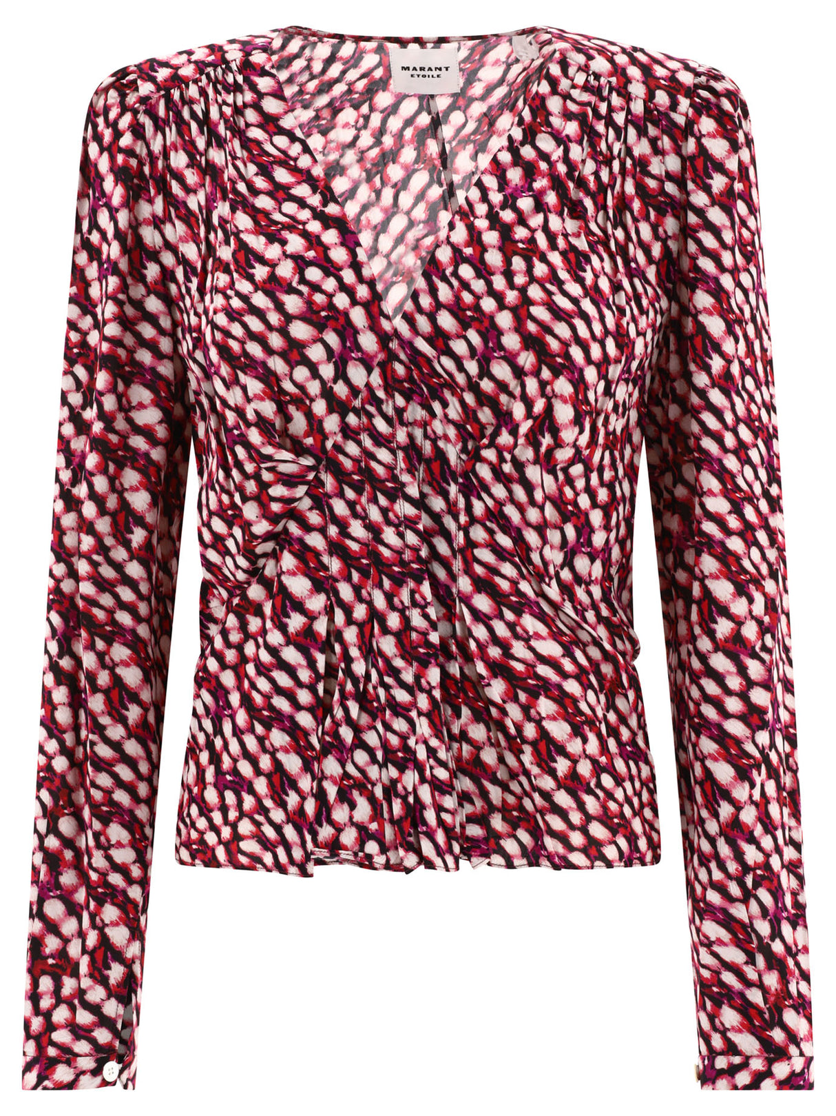 ISABEL MARANT V-Neck Ruffled Blouse with Buttoned Long Sleeves