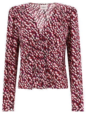 ISABEL MARANT V-Neck Ruffled Blouse with Buttoned Long Sleeves