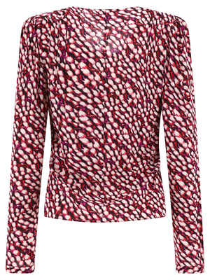 ISABEL MARANT V-Neck Ruffled Blouse with Buttoned Long Sleeves