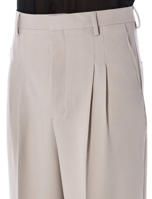 AMI PARIS Light Beige High Waist Large Trousers for Men