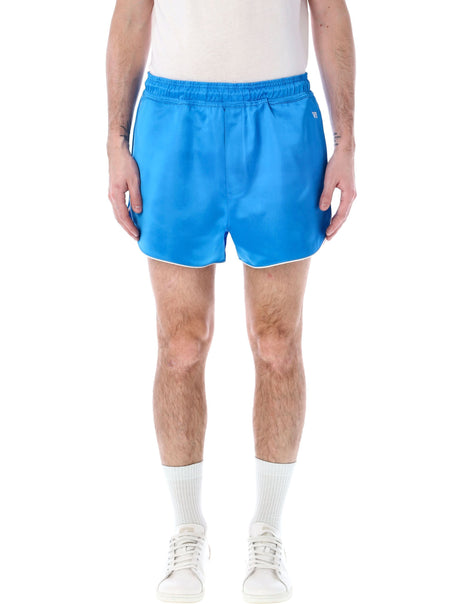 WALES BONNER Blue Satin Distance Shorts for Men - SS24 Collection