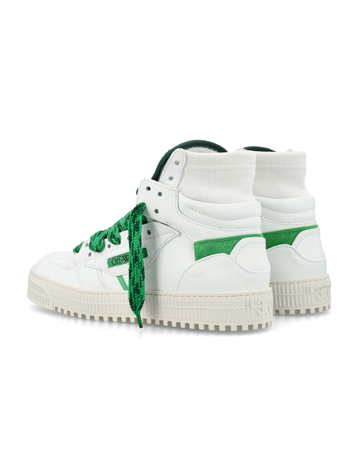 White and Green High Top Sneakers for Men - 3.0 Off Court by Off-White