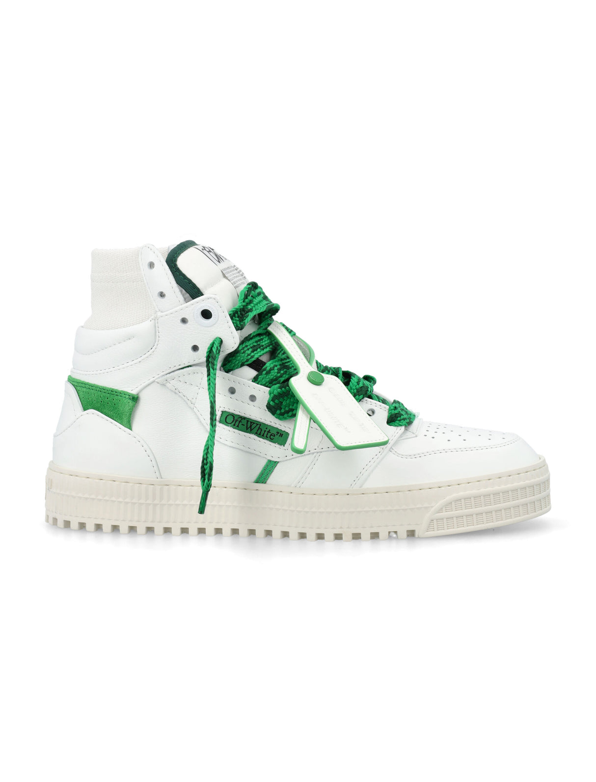 White and Green High Top Sneakers for Men - 3.0 Off Court by Off-White