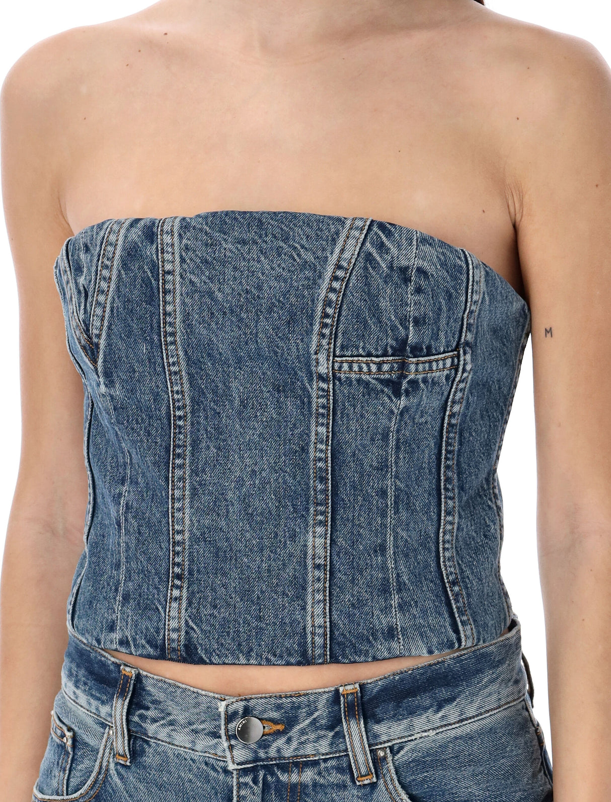 Indigo Denim Bustier Top for Women by AMIRI