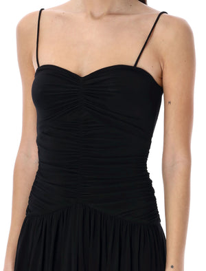 Black Elisabeth Midi Dress with Sweetheart Neckline and Drop Waist by Isabel Marant