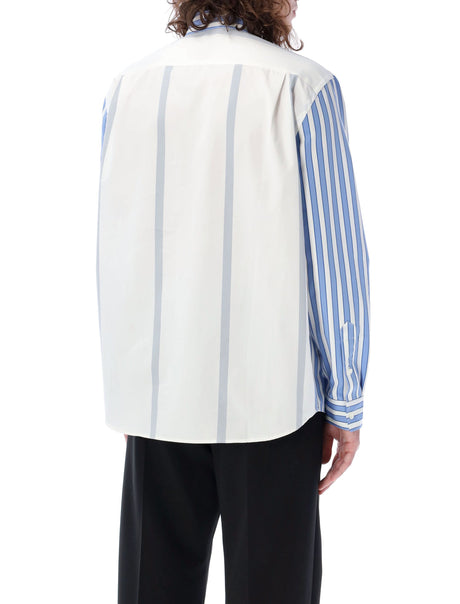 JW ANDERSON Striped Patch Shirt for Men - Regular Fit, Long Sleeves, Blue and White