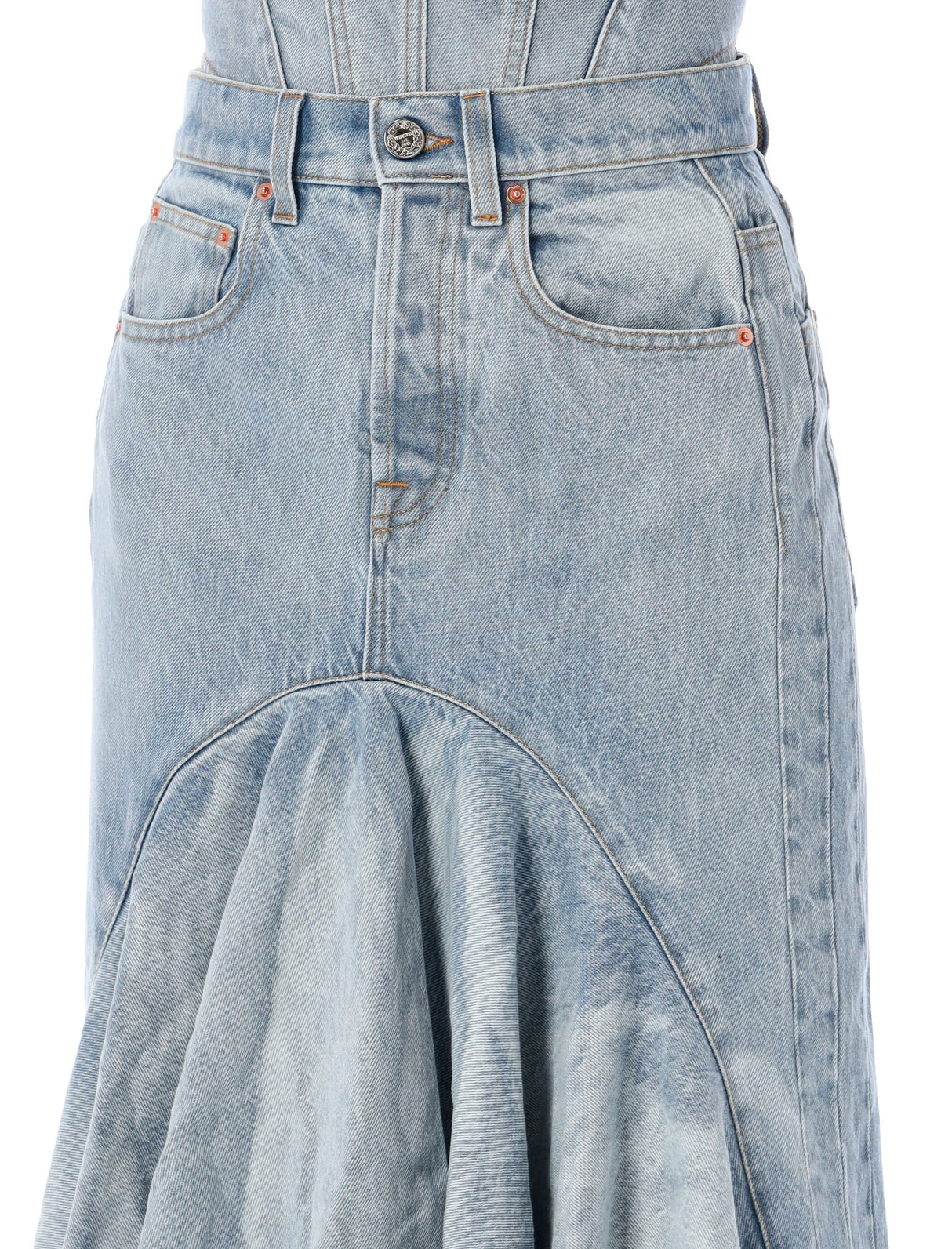 VETEMENTS Flared Denim Midi Skirt for Women - SS24 Collection