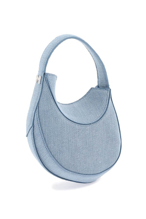 MUGLER Spiral Denim Mini Handbag in Light Blue with Leather Pocket