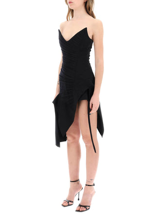 MUGLER Asymmetrical Mini Bustier Dress in Black for Women - SS24 Collection