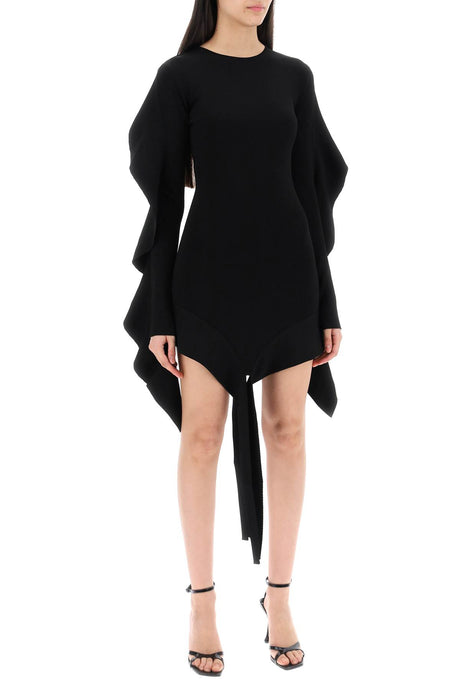 MUGLER Asymmetric Mini Dress with Ruffle Details