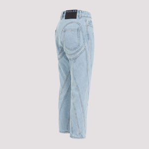 MUGLER Navy Cotton Jeans for Women from SS24 Collection