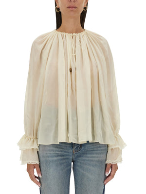 CHLOÉ Oversized Silk Top - Size 38