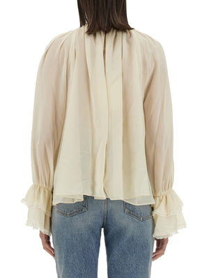 CHLOÉ Oversized Silk Top - Size 38