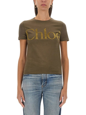 CHLOÉ Regular Fit Logo T-Shirt - Size S