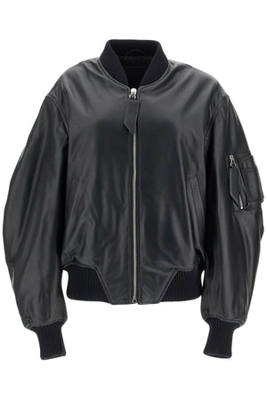 THE ATTICO Oversized Nappa Leather Bomber Jacket - Size IT 38